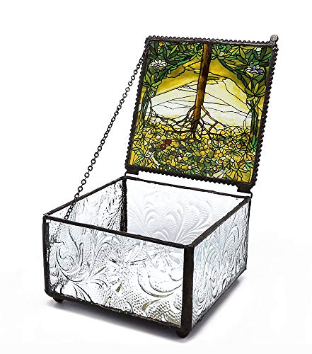 YTC Tiffany Tree of Life Glass Jewelry Trinket Box