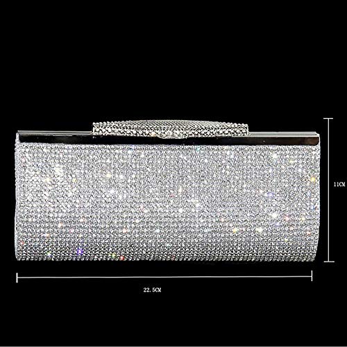 KALINNU Evening Party Clutch Handbag Bling Shiny Sparkly Rhinestone Wedding Purse for Women (Silver)