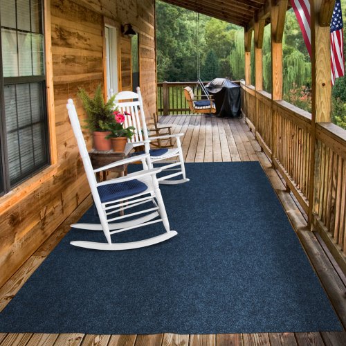 House, Home and More Indoor Outdoor Carpet with Rubber Marine Backing - Blue - 6 Feet x 10 Feet