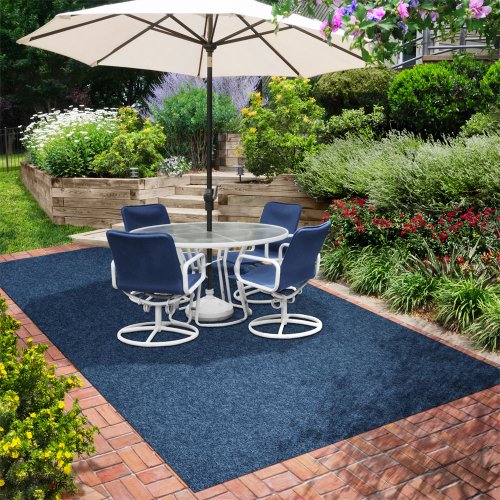 House, Home and More Indoor Outdoor Carpet with Rubber Marine Backing - Blue - 6 Feet x 10 Feet
