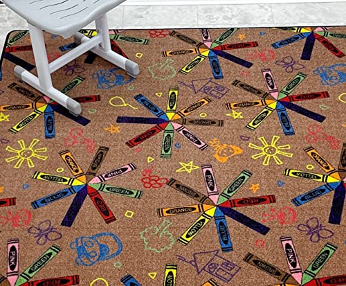 KidCarpet.com FE811-26Y Crayon Scribbles Children's Nylon Area Rug, 6' x 6', Multicolored