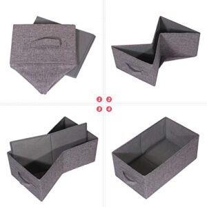 Set of 3 Closet Organizer Bins with Handle, Linen Fabric Foldable Storage Baskets Cloth Box Containers for Shelves Nursery Home Office Kids Toys Baby Clothes Clothing Large