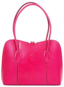 primo sacchi italian smooth leather pink classic long handled handbag tote grab shoulder bag