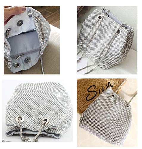 Vgift Silver Purse, Women Rhinestone Bag Diamond Purse for Evening Wedding Cocktail Costume Party Homecoming Prom