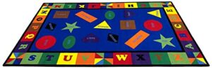 kidcarpet.com colorful shapes preschool rug with bright colors, 6′ x 8’6″ rectangle