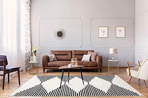 Poly and Bark Mekko 6'x9' Area Rug, 6' x 9', Mist White