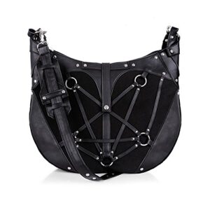 pentagram hobo bag – black, harness purse, occult, black fashion