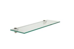 floating glass bathroom shelf finish: brushed steel, size: 24″ w x 8″ d