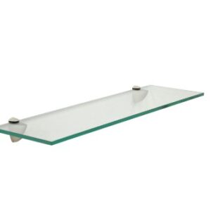 Floating Glass Bathroom Shelf Finish: Brushed Steel, Size: 24" W x 8" D