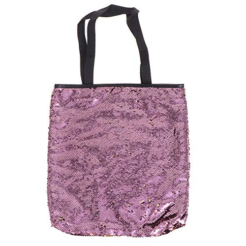 FENICAL Shoulder Bag Sequin Tote Bag Flippy Large Capacity Handbag Fashion Shopping Bag for Women - Pink+Golden