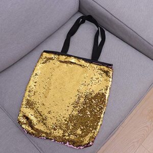 FENICAL Shoulder Bag Sequin Tote Bag Flippy Large Capacity Handbag Fashion Shopping Bag for Women - Pink+Golden