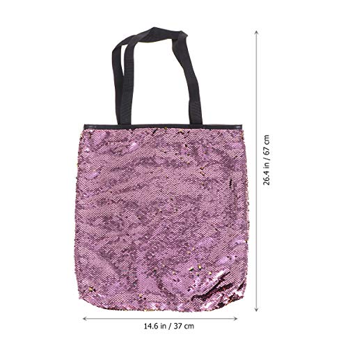 FENICAL Shoulder Bag Sequin Tote Bag Flippy Large Capacity Handbag Fashion Shopping Bag for Women - Pink+Golden