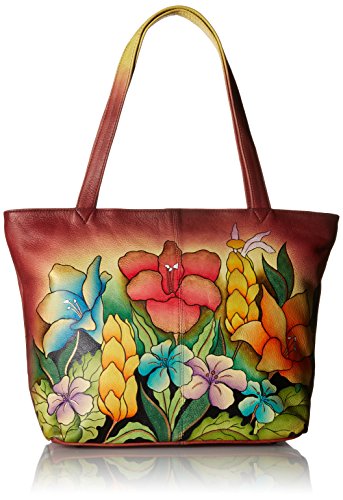 Anna by Anuschka womens N157Genuineleatherconvertible Large Tote Hand-painted Original Artwork,Mediterranean Garden,Large