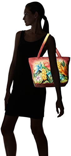 Anna by Anuschka womens N157Genuineleatherconvertible Large Tote Hand-painted Original Artwork,Mediterranean Garden,Large