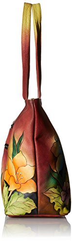 Anna by Anuschka womens N157Genuineleatherconvertible Large Tote Hand-painted Original Artwork,Mediterranean Garden,Large