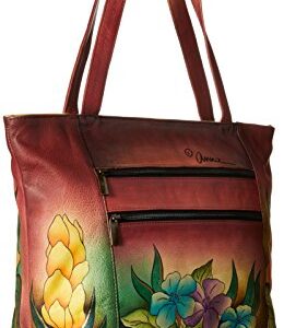 Anna by Anuschka womens N157Genuineleatherconvertible Large Tote Hand-painted Original Artwork,Mediterranean Garden,Large