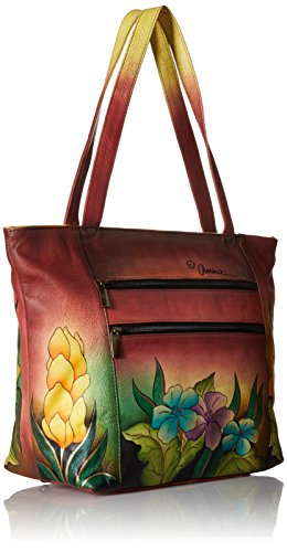 Anna by Anuschka womens N157Genuineleatherconvertible Large Tote Hand-painted Original Artwork,Mediterranean Garden,Large