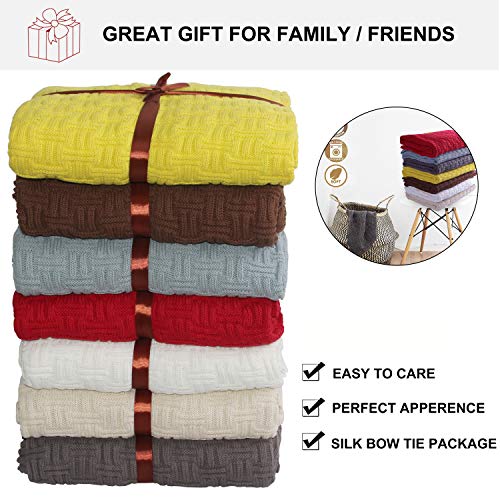 VanRolldex Cable Knit Throw Blanket for Couch Sofa Car Home Decor 51 x 70in