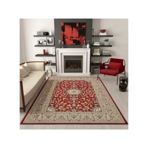 as quality traditional large area rug for living room, easy cleanining, non shedding, boho rugs for bedroom, dining room, clearance area rugs, prime rugs (red, large 8×10)