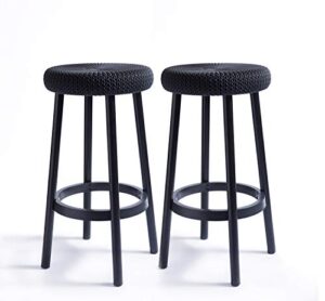 keter resin backless 26” counter height stools set of 2 for patio and outdoor bar seating, dark grey