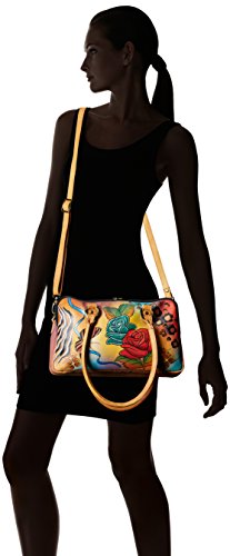 Anna by Anuschka womens Satchel Handbag Genuine Leather, Rose Safari, No Size US