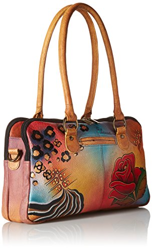 Anna by Anuschka womens Satchel Handbag Genuine Leather, Rose Safari, No Size US