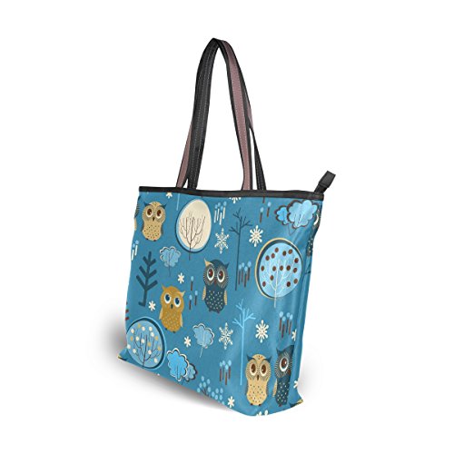 Women Large Tote Top Handle Shoulder Bags Owl Ladies Handbag M