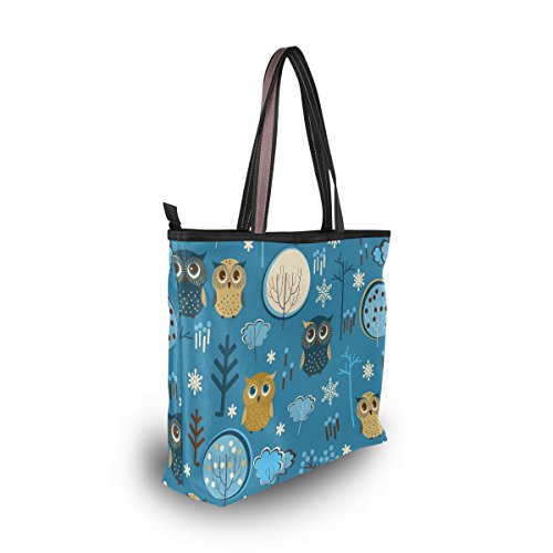 Women Large Tote Top Handle Shoulder Bags Owl Ladies Handbag M