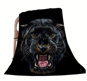 hgod designs animal throw blanket,black panther roaring tatto design soft warm decorative throw blanket for bed chair couch sofa 50″x60″