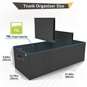 MIU COLOR Car Trunk Organizer for SUV, Expandable Large Capacity, Sturdy Cargo Trunk Storage Organizer, Non Slip Bottom, Black, 70L
