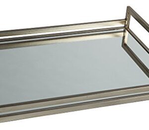 Signature Design by Ashley Derex Modern Glam Rectangular Decorative Mirror Tray, Silver Finish