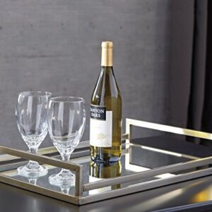 Signature Design by Ashley Derex Modern Glam Rectangular Decorative Mirror Tray, Silver Finish