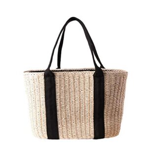xfasy straw tote bag handbag large capacity woven top handle bag summer stylish straw basket bag for women