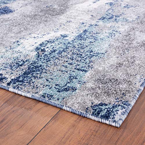 LUXE WEAVERS Modern Area Rugs with Abstract Patterns 7681 – Medium Pile Area Rug, Dark Blue, Light Blue / 8 x 10