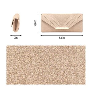 Naimo Womens Sparkle Paillette Clutch Bag Evening Bag Purse for Party Cocktail Wedding Elegance Envelope Purse Wallet Bag (Rose gold)