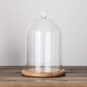 Lights4fun, Inc. Glass Cloche Bell Jar Display Dome with Bamboo Base - 9" x 6"