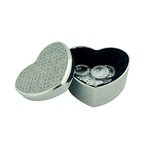 Arras De Boda Gift Set | Comes with Coins | 9 Styles | Wedding Metal Boxes Spanish Matrimony Ceremony (Heart Shaped with Checkerboard)