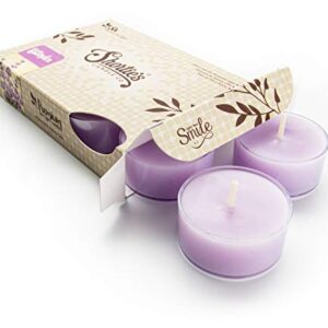 Pure English Lavender Premium Tealight Candles - Highly Scented with Essential & Natural Oils - 6 Purple Tea Lights - Beautiful Candlelight - Made in The USA - Flower & Floral Collection