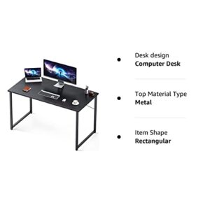 Coleshome 47 Inch Computer Desk, Modern Simple Style Desk for Home Office, Study Student Writing Desk,Black