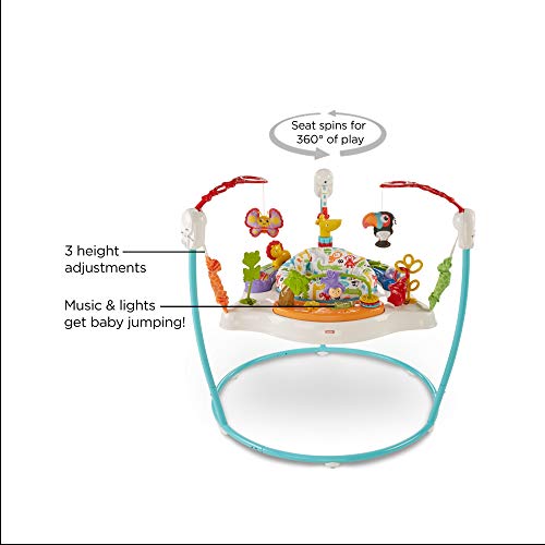 Fisher-Price Baby Bouncer Animal Activity Jumperoo With Music Lights Sounds And Developmental Toys For Infants