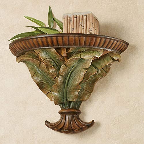 Touch of Class Bamboo Tropics Decorative Wall Shelf - Resin - Brown, Green, Russet - Tropical Style Decor for Dining Room, Kitchen, Bedroom, Living Room, Entryway, Foyer, Office