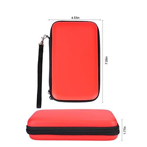 AKWOX Carrying Case Compatible with for Nintendo New 3DS XL,3DS XL,Hard Travel Protective Shell for Console& Game (Red)