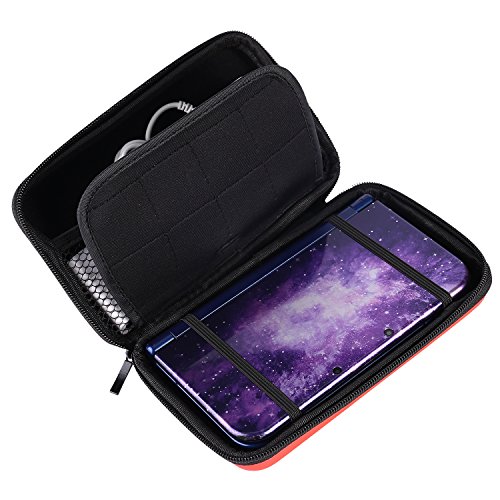 AKWOX Carrying Case Compatible with for Nintendo New 3DS XL,3DS XL,Hard Travel Protective Shell for Console& Game (Red)