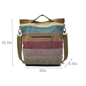 CVFAJI Womens Shoulder Bags Canvas Hobo Handbags Multi-Color Casual Messenger Bag Top Handle Tote Crossbody Bags