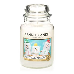 yankee candle merry marshmallow scented, classic 22oz large jar single wick candle, over 110 hours of burn time