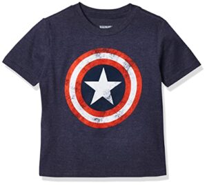 marvel boys’ toddler captain america t-shirt, navy heather, 5t
