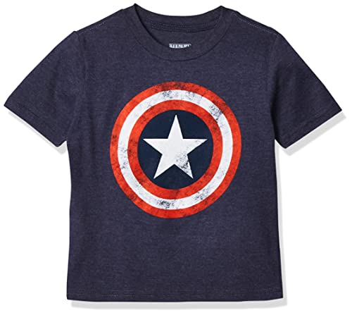 Marvel Boys' Toddler Captain America T-Shirt, Navy Heather, 5T