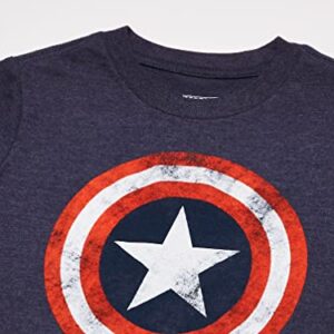 Marvel Boys' Toddler Captain America T-Shirt, Navy Heather, 5T