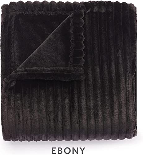 Sunbeam Royal Posh Ribbed Ebony Heated Personal Throw / Blanket, Cozy-Warm, Adjustable Heat Settings