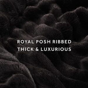 Sunbeam Royal Posh Ribbed Ebony Heated Personal Throw / Blanket, Cozy-Warm, Adjustable Heat Settings